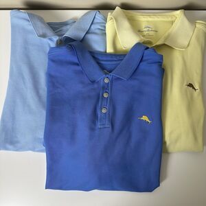 Tommy Bahama Polos Mens 2XL XXL Supima Cotton Polo Shirts  Blue Yellow 3pc Lot